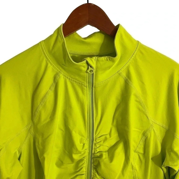 Lane Bryant Active Lime Green Half Zip Plus Size 14 16 Long Sleeve Pockets Nylon - Picture 3 of 7